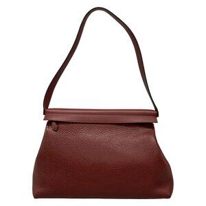 Auth HERMES Yoeh Bag rouge ash Buffle Skipper Box Calf Square F Shoulder Bag